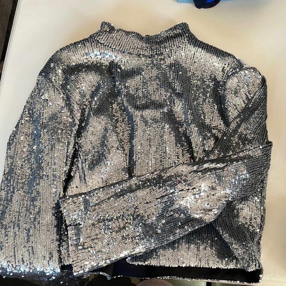 ALC sequins long sleeve mock neck